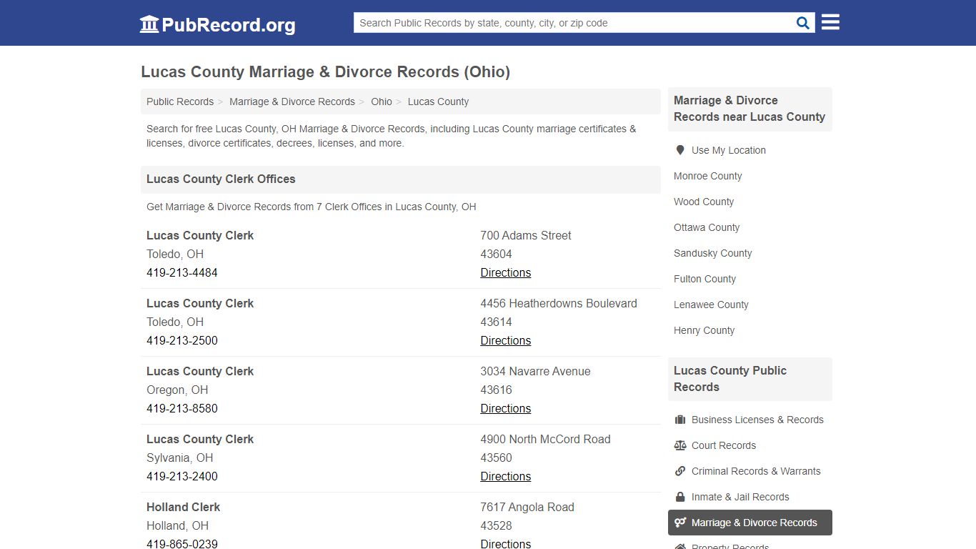 Lucas County Marriage & Divorce Records (Ohio)